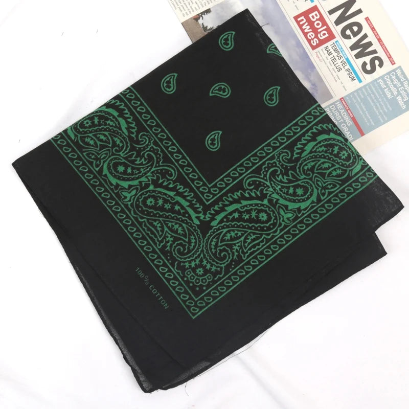 Unisex Cotton Bandana Kerchief Hip Hop Black Hair Band Neck Scarf