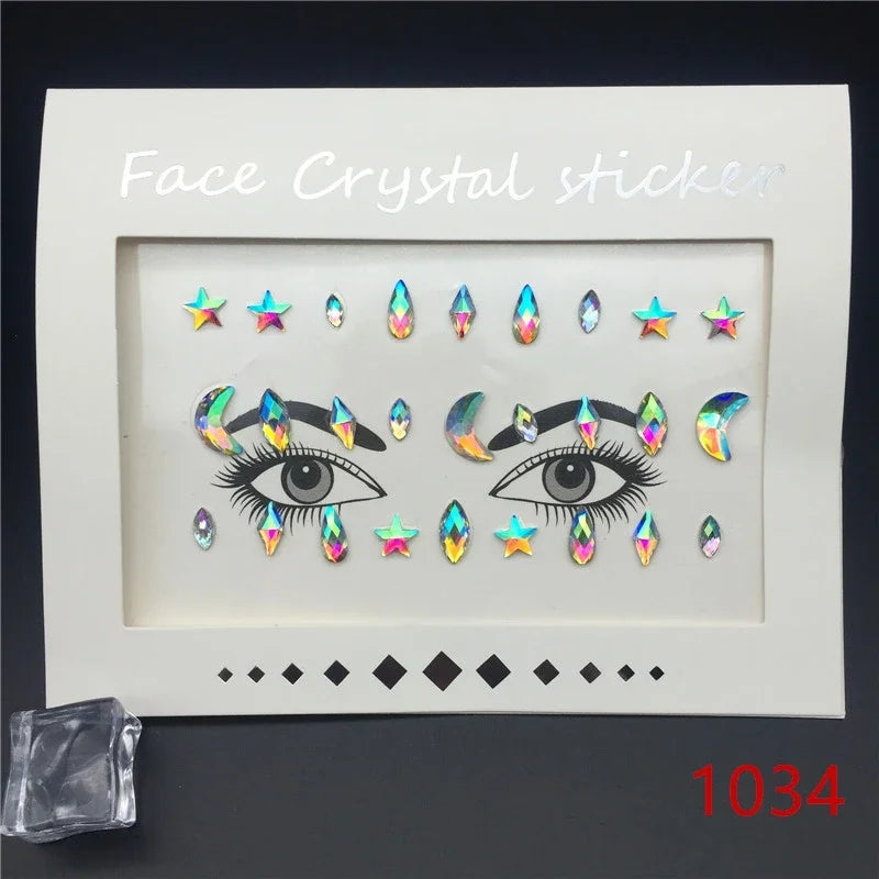 Face Gems Rhinestone Temporary Tattoo Jewels Festival Party Body Eyes Glitter Stickers Flash Mermaid Temporary Tattoos Sticker Qme 1034
