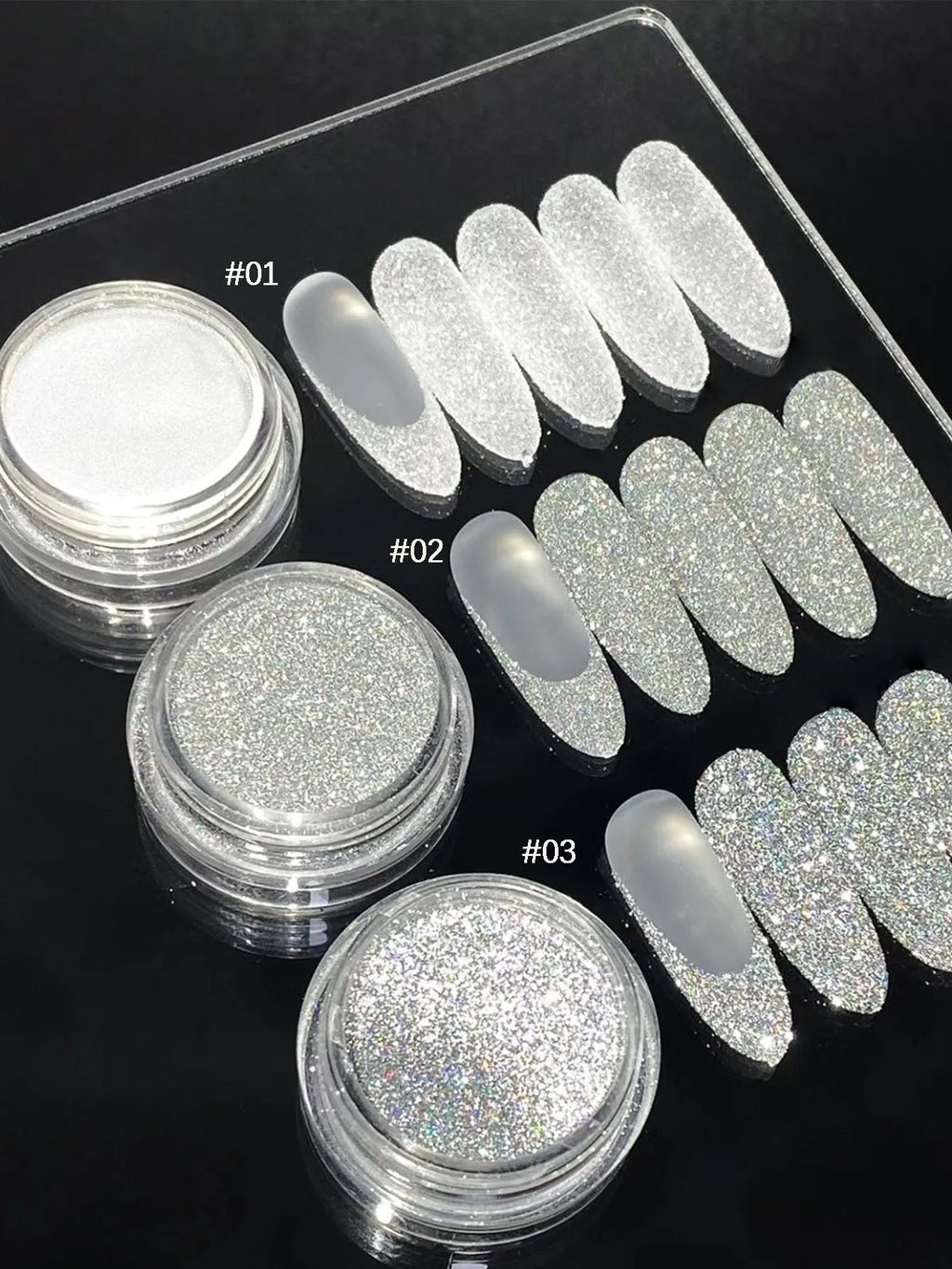 3 Rhinestone Nail Art White Colored Laser DIY Artistic Charming Qme