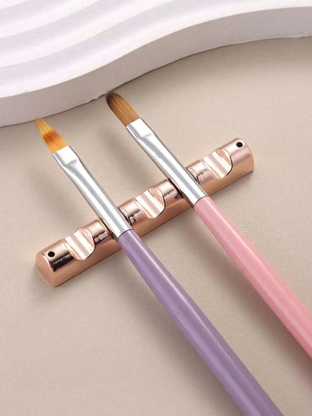 Metal Nail Art Pen Holder Gold Silver Champagne 5-Slot Display Stand Qme