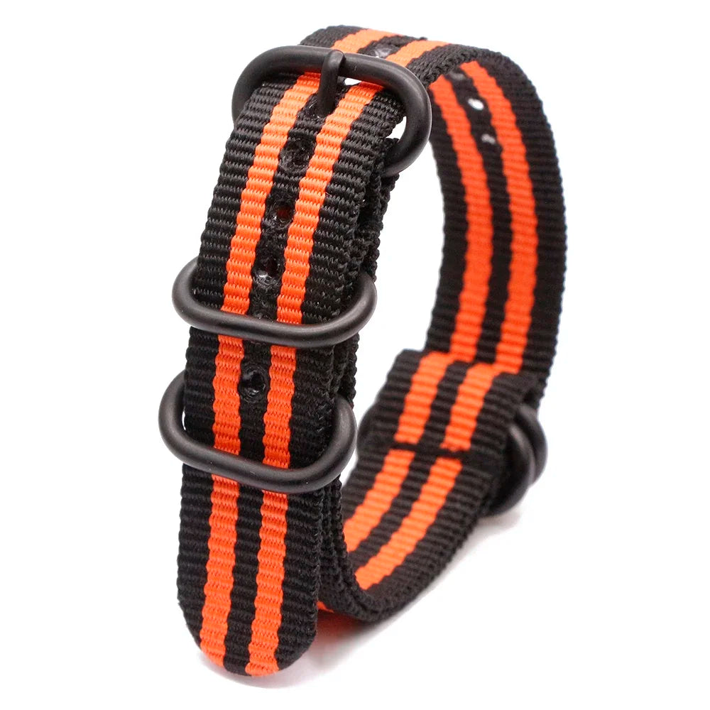 18MM 20MM 22MM 24MM Army Nylon Watch Strap Sport Replacement Wristband With Black Ring Buckle For Samsung Huawei Qme