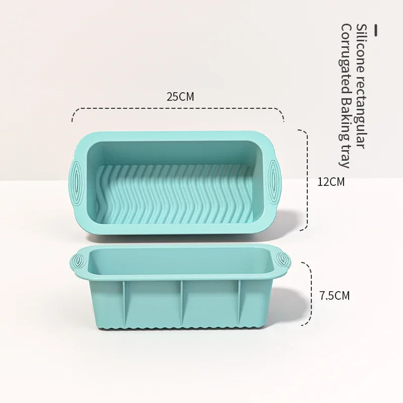 Non-Stick Silicone Fluted Tube Cake Pan 3D Shape Baking Mold DIY Kitchen Bakeware Tools for Pastry & Cake Decorating Qme Rectangular