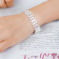 Noble 925 sterling silver /18K gold color Bracelets for men classic noble chain fashion Wedding party Christmas gifts Jewelry Qme Silver 20cm 8inches