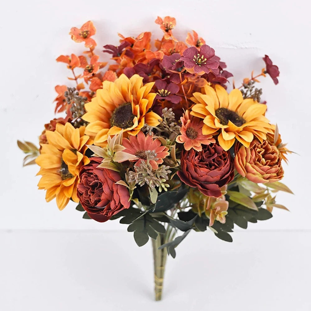 Simulated Flowers Autumn Sunflowers Sunflowers Wedding Home Fake Flowers Simulated Bouquet Qme