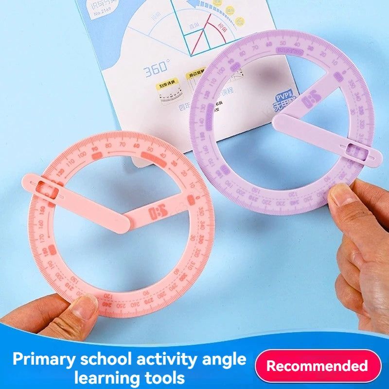 1PC 360 Degree Activity Protractor Student Angle Reader Teaching Aids Right Angle And Acute Drawing Stationery Qme