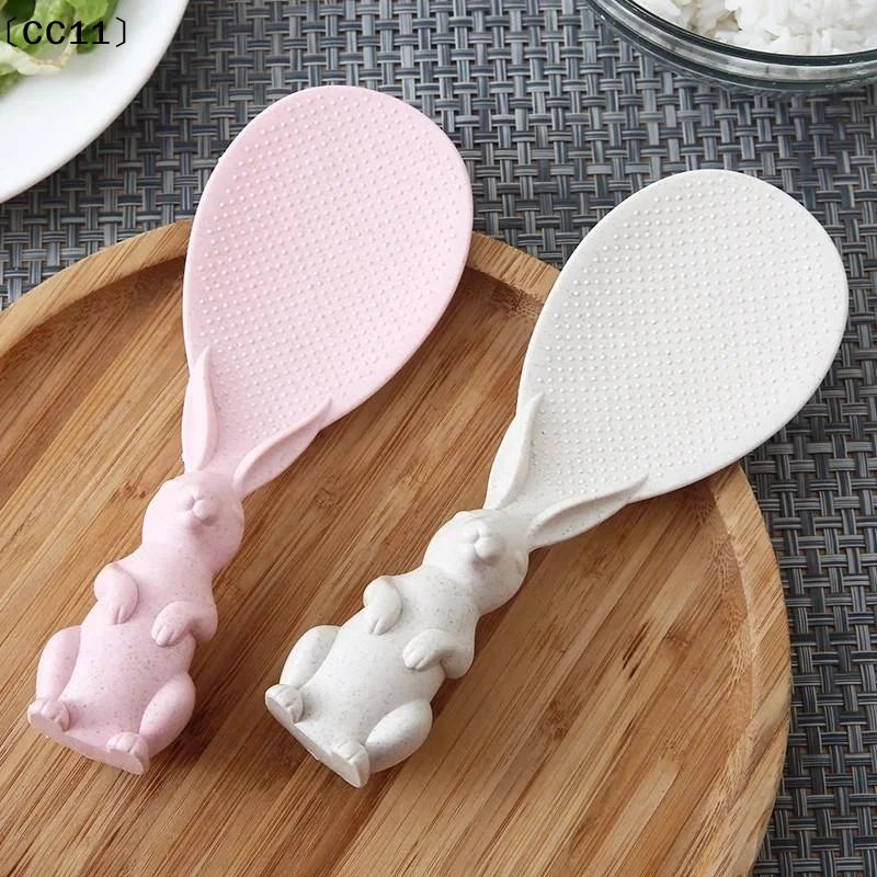 Straw Rabbit Spoon Can Stand Up Rice Spatula Cooker Creative Qme