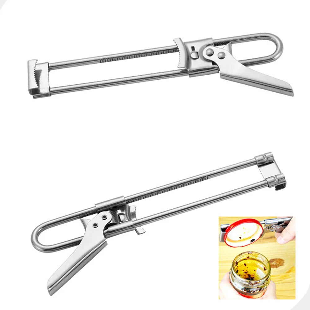 Adjustable Multi-Function Bottle Opener Stainless Steel Lids Off Jar Opener Labor-Saving Screw Can Opener For Kitchen Tools Qme