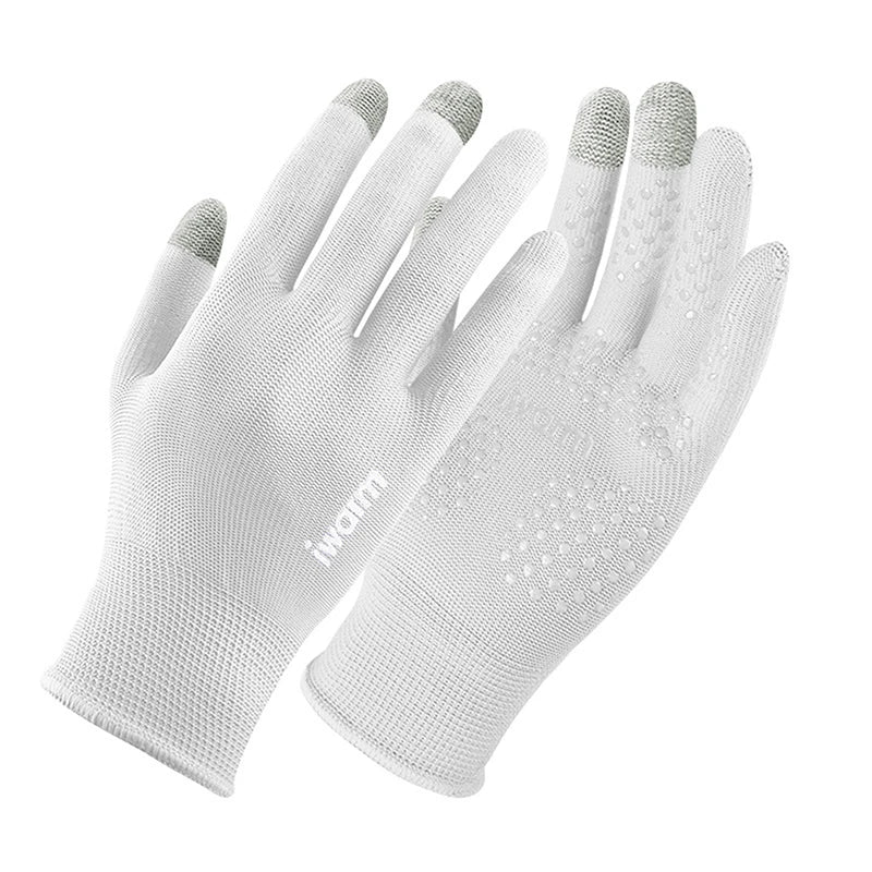 1Pair Anti-ultraviolet Outdoor Sports Running Glove Warm Touch Screen Qme white-men
