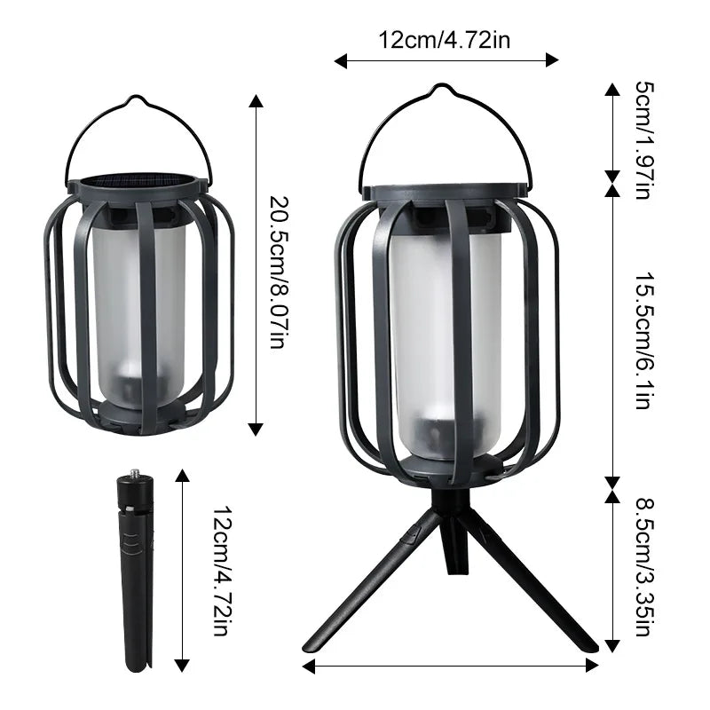Solar Flame Camping Light Outdoor Decoration Hanging Garden Tripod Qme