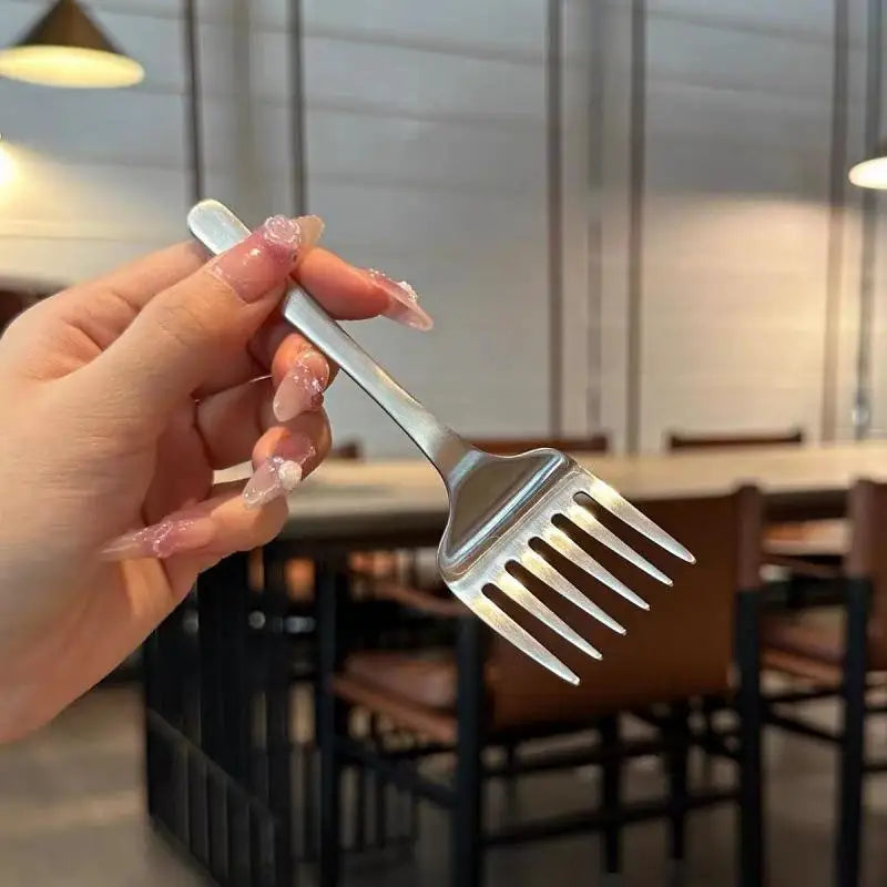 Single Handle Six-tooth Dessert Fork Party Kitchen Tool Stainless Qme