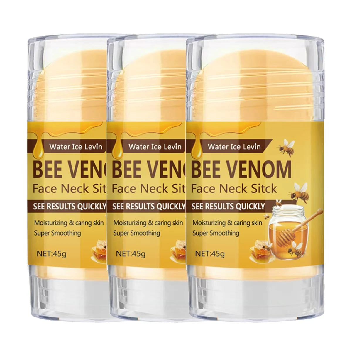 Bee Venom Face & Neck Firming Stick with Collagen & Vitamin C - Intense Moisturizing & Smoothing Anti-Aging Treatment Qme BROWN 45g