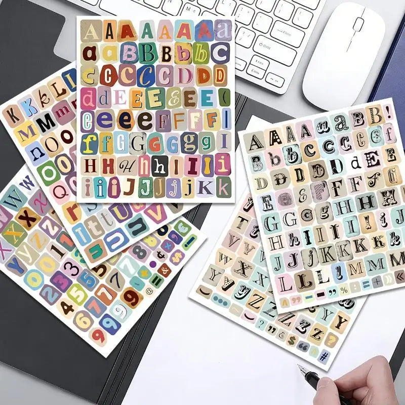 Vintage English Alphabet Stickers Self-adhesive Easy Peel Decals 100+ Qme D