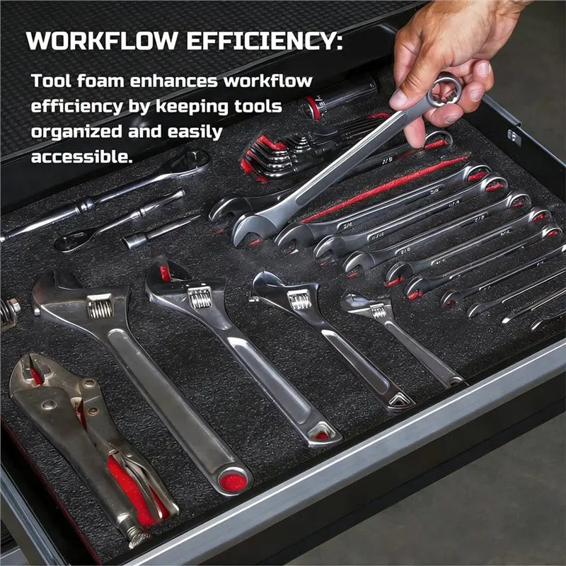 A02F-For Toolbox Hard Case Compatible Foam Inserts, 4-Pack 16X12x1 Inch, Tool Box Foam, Polyethylene Storage Sheets Qme