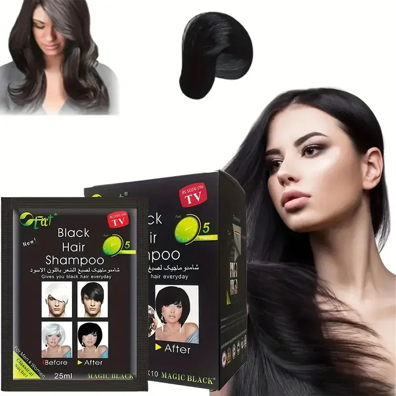 10 Fast Black Hair Shampoo 5 Mins Become Dye Herb Natural Care Qme