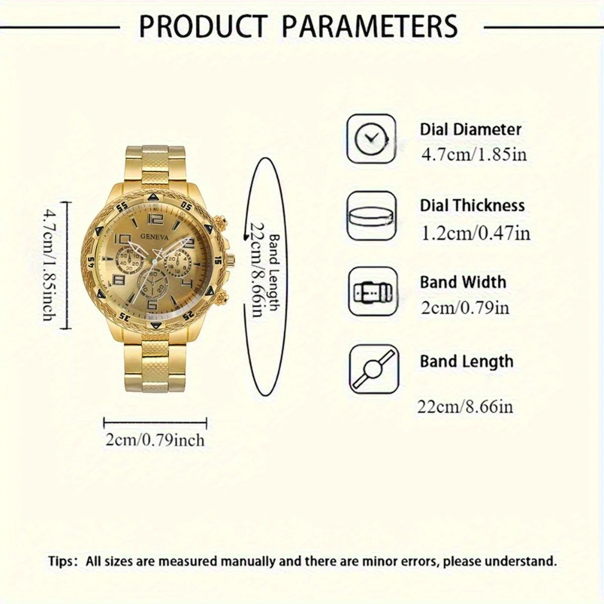2026 Men's Business Watch Steel Strip Quartz Watch Multi functional Digital Scale Three eye Watch Set Qme