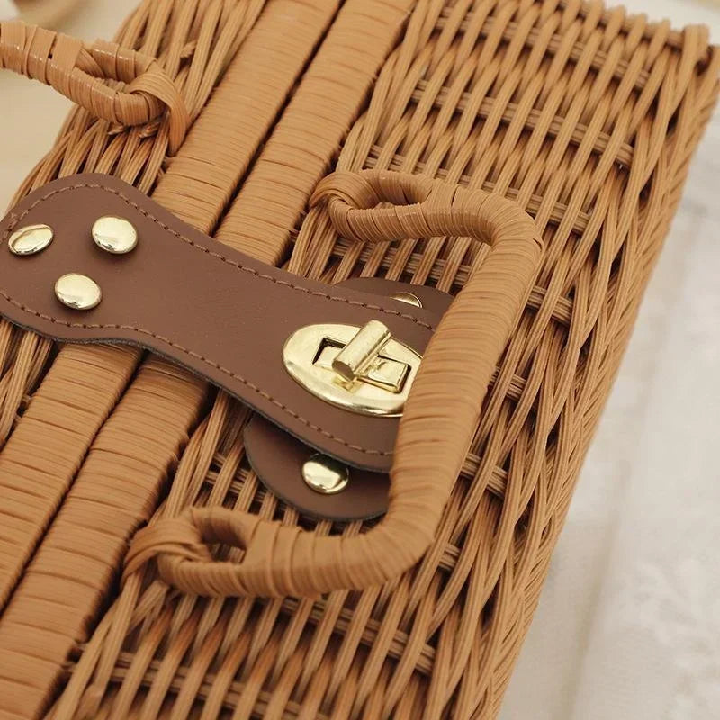 Rattan-like Finishing Box Woven Rattan Basket Retro Storage Qme