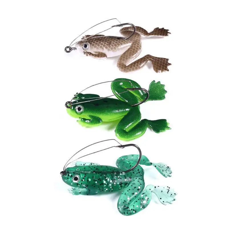 Soft Rubber Frog Fishing Lures Silicone Swimbait Crankbait Artificial Qme