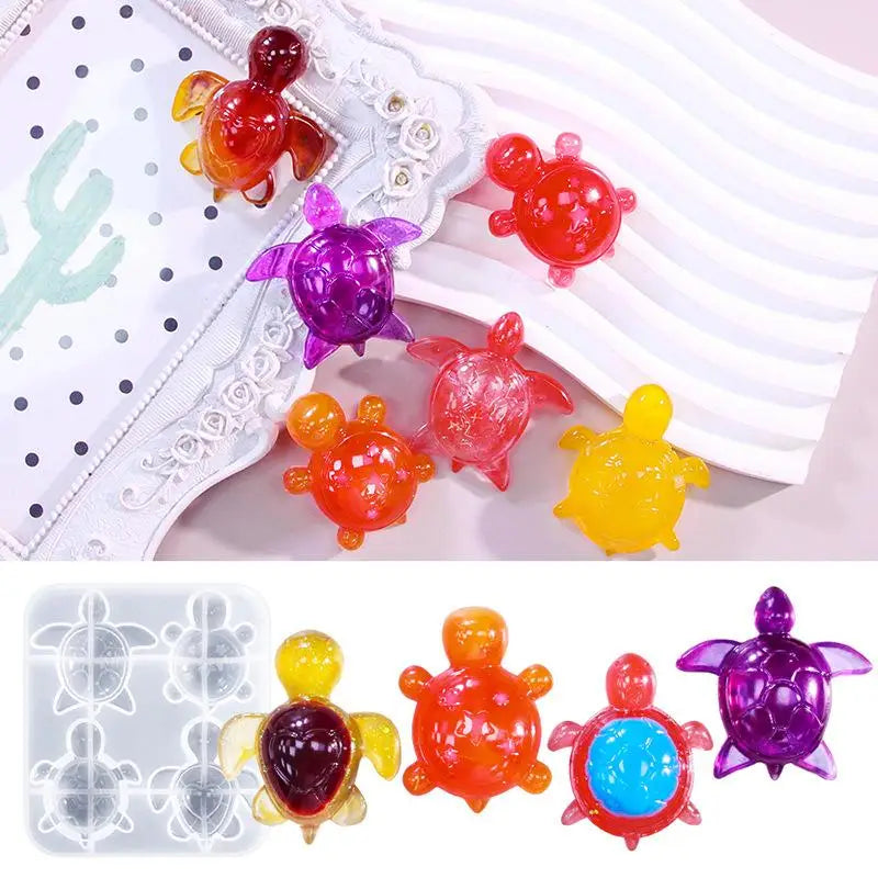 Four Turtles Plaster Silicone Molds DIY Heart Star Texture Shell Qme