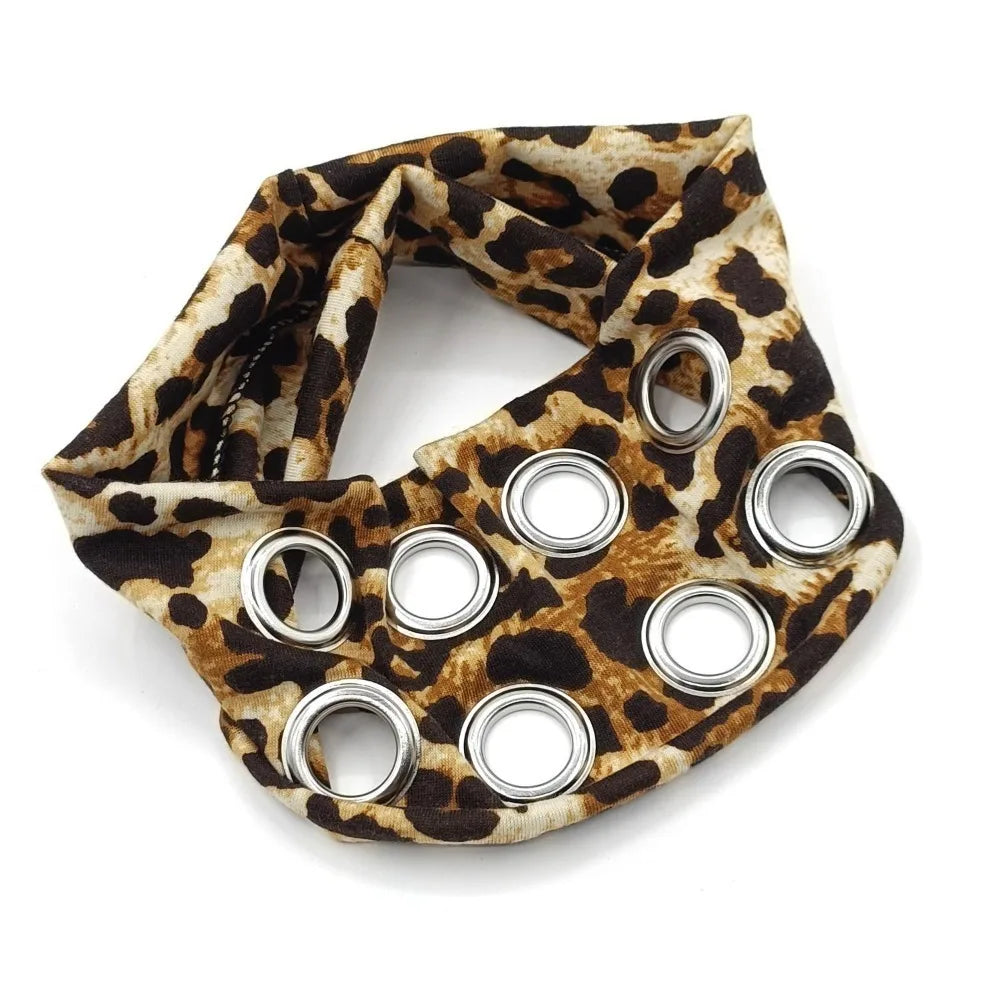 Stretchy Punk Headwrap Eyelets Metal Steampunk Hollowed Out Headband Qme Style 3