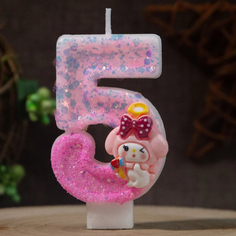 Melody 0-9 Numbered Birthday Candles Pink Cartoon Cake Topper Decorations Student Birthday Party Supplies Qme