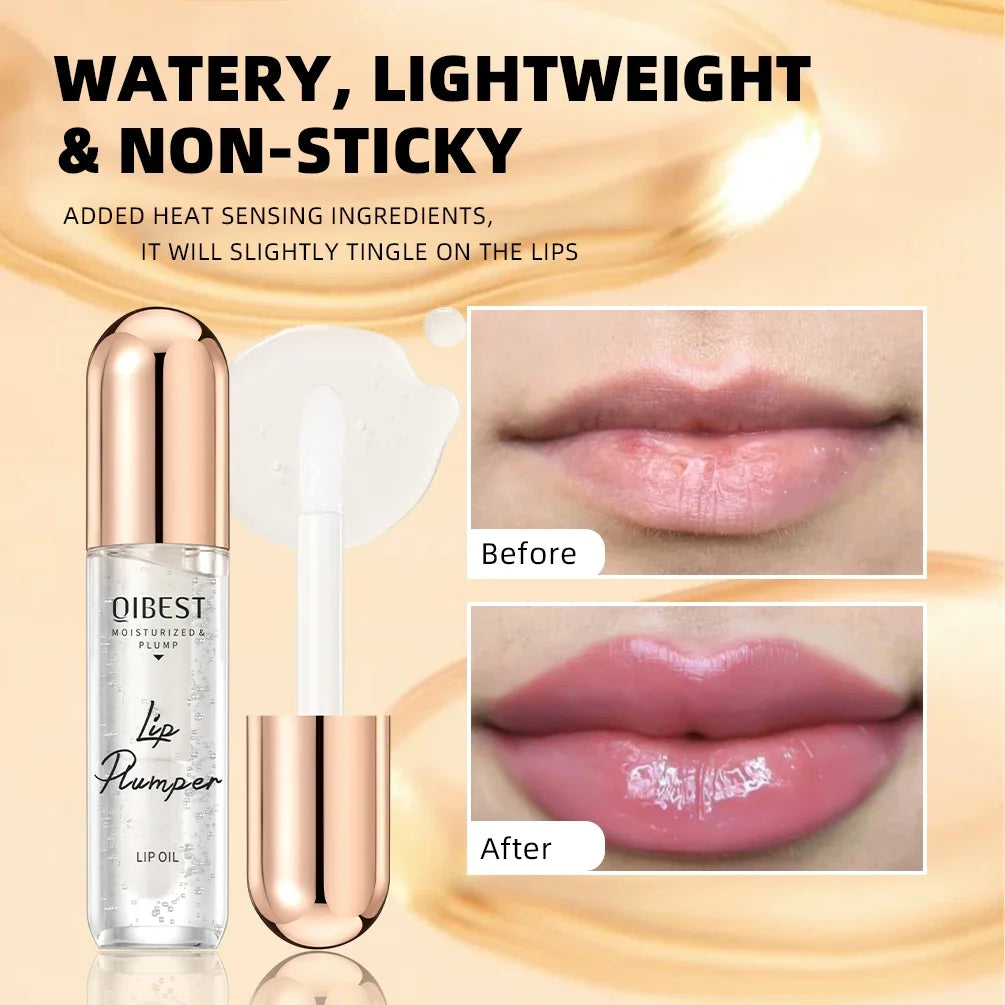 QIBEST Lasting Lip Plumper Oil Instant Volumising Enhancer Lip Serum Collagen Lip Volume Lipgloss Sexy Cosmetic Volume Increases Qme