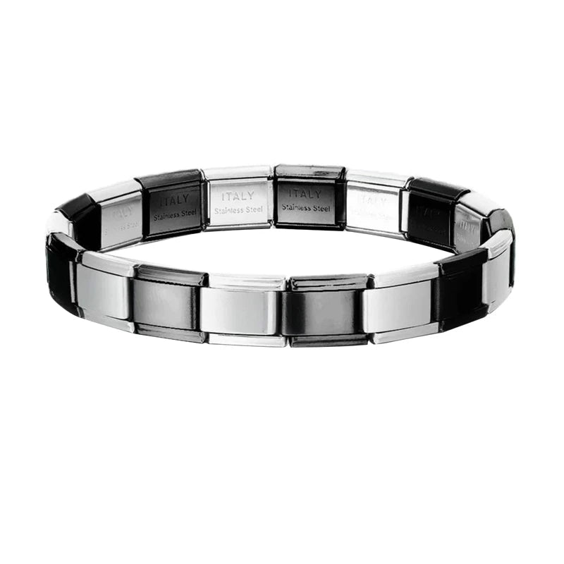 Women Men Italian Charm Link Width Solid Stainless Steel Bracelet