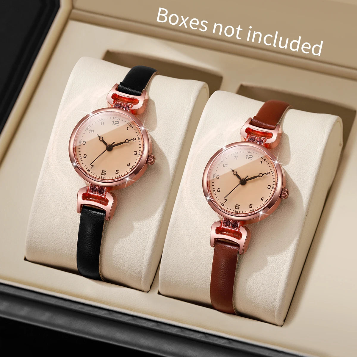2PCS Elegant Arabic Dial Women Watches Set Fashion Ultra-thin Leather Strap Ladies Quartz Wristwatches Reloj Mujer(Without Box) Qme 2PCS Set Without Box