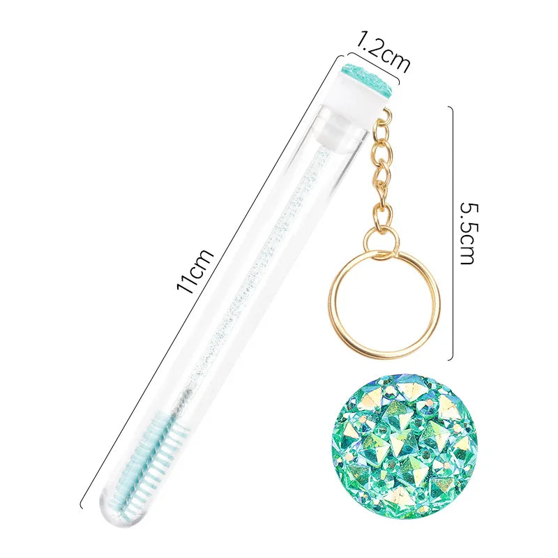 Reusable Eyelash Brush Tubes Gold Keychain Sparkling Lash Mascara Qme 5PCS-Green CN