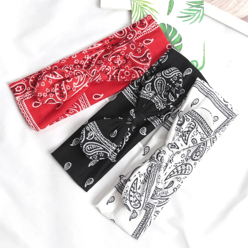 Vintage Soft Paisley Cashew Flowers Hair Bands Pilates Elastic Yoga Qme