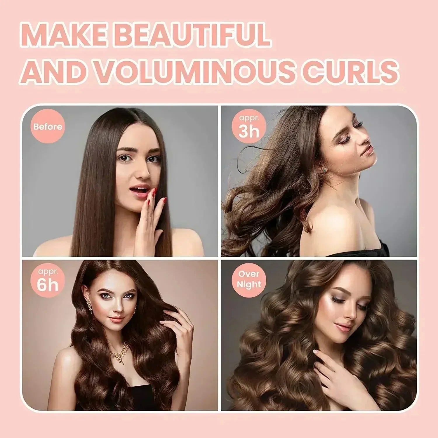Heatless Hair Curlers Curling Rod Headband No Heat Hair Rollers Lazy Curls with Hook Sleeping Soft Flexi Rod Hair Styling Tools Qme