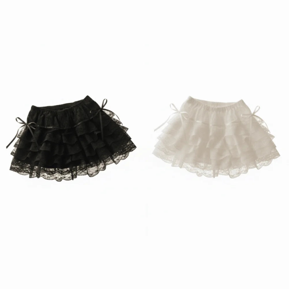 Sweet Lace-up Lace Flower Shorts Lolita Drawstring Skirt Support Qme