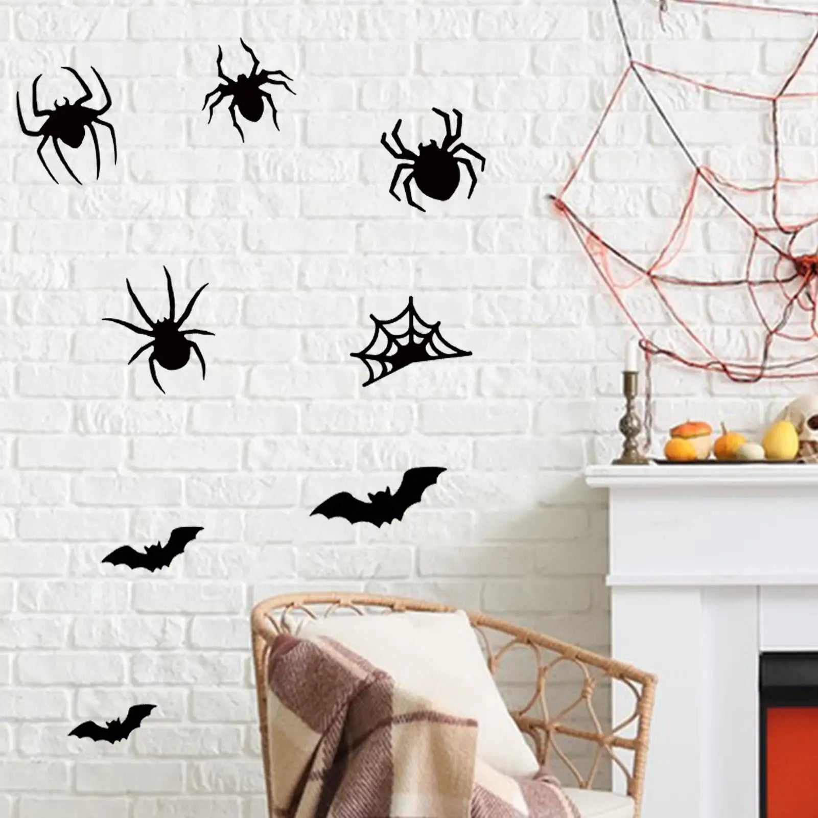 LED Bat Wall Sticker Lighted Bat Spider Decals Realistic 3D LED Wall Sticker for Dorm Bathroom Bedroom Classroom Party Halloween Qme