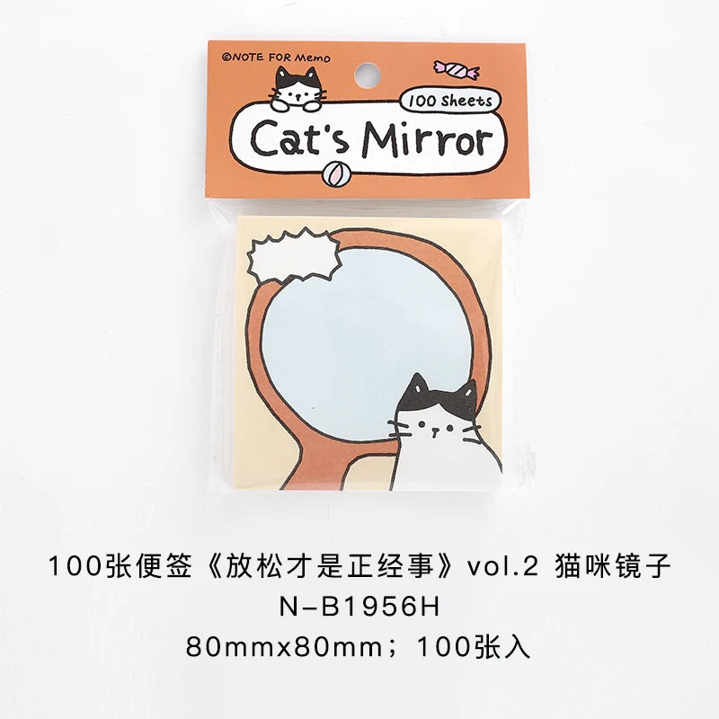 100 sheets Relaxation Series Cartoon Adhesive Cute Animals Notes Notepad Memo Pad Office School Supplies Stationery Stickers Qme B2