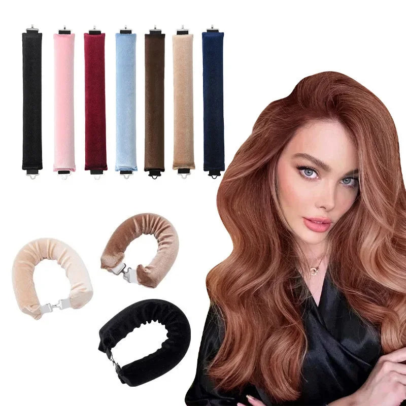 4 Hooks Rubber Curling Tool No Heat Curling Iron Big Wave Curling Tool Sleep Curling Plus Silk Scarf, Holiday Makeup, Christmas Qme