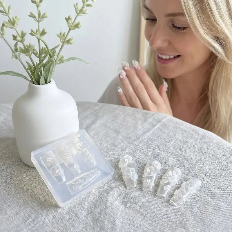 Phalaenopsis Flower 3D Silicone Nail Mold DIY Manicure Art Template Qme