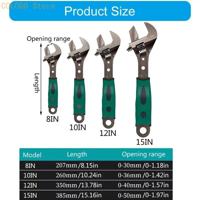 8 10 12 Large Opening Adjustable Spanners Wrenches Household Bathroom Qme