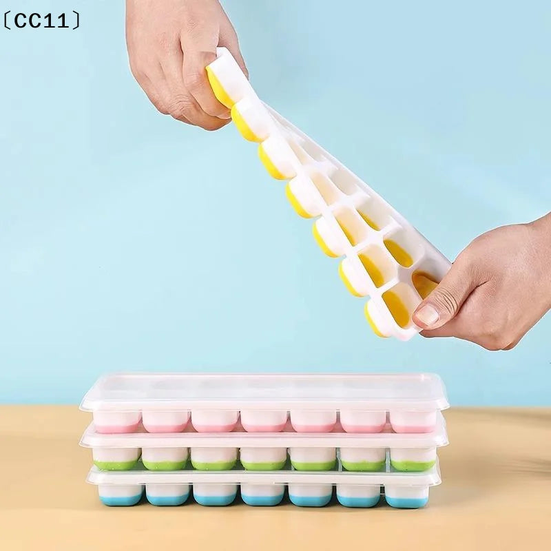 Silicone Square 14 Cube Easy Release Molds Tray Mold Lid Kitchen Bar Qme