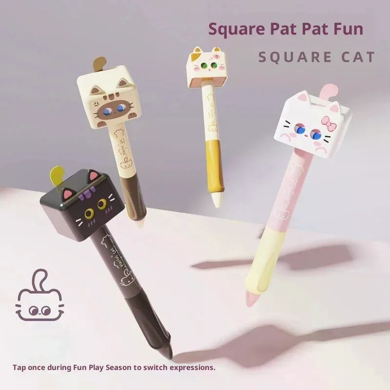 1 Cute Cat Gel Pen Black Ink Smooth Ballpoint Stress Relief Quick Qme