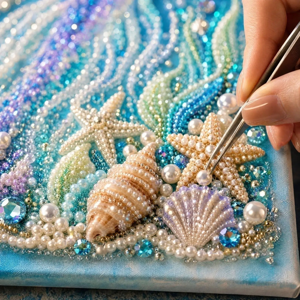 New Ocean-themed Pearl Painting DIY Kit with Step-by-Step Instructions Handmade Craft Set for Beginners Creative Home Decor Qme