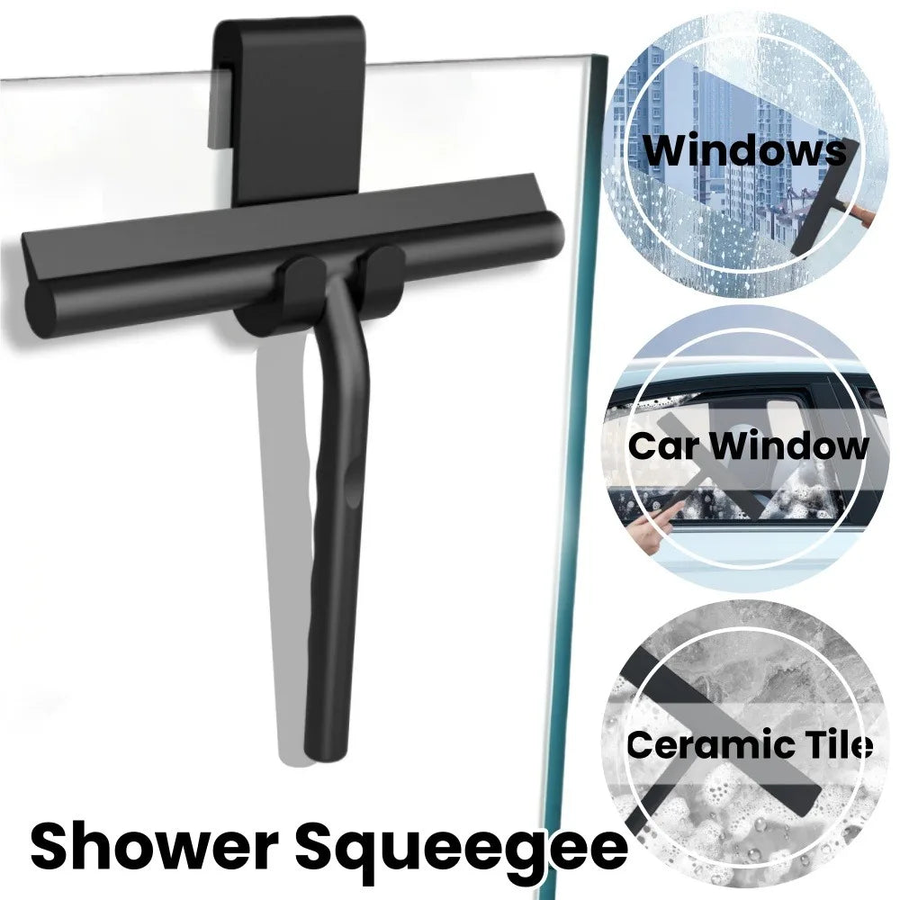 Shower Squeegee Household Window Glass Cleaning Scraper with Silicone Holder Bathroom Mirror Wiper Scraper Bathroom Accessories Qme