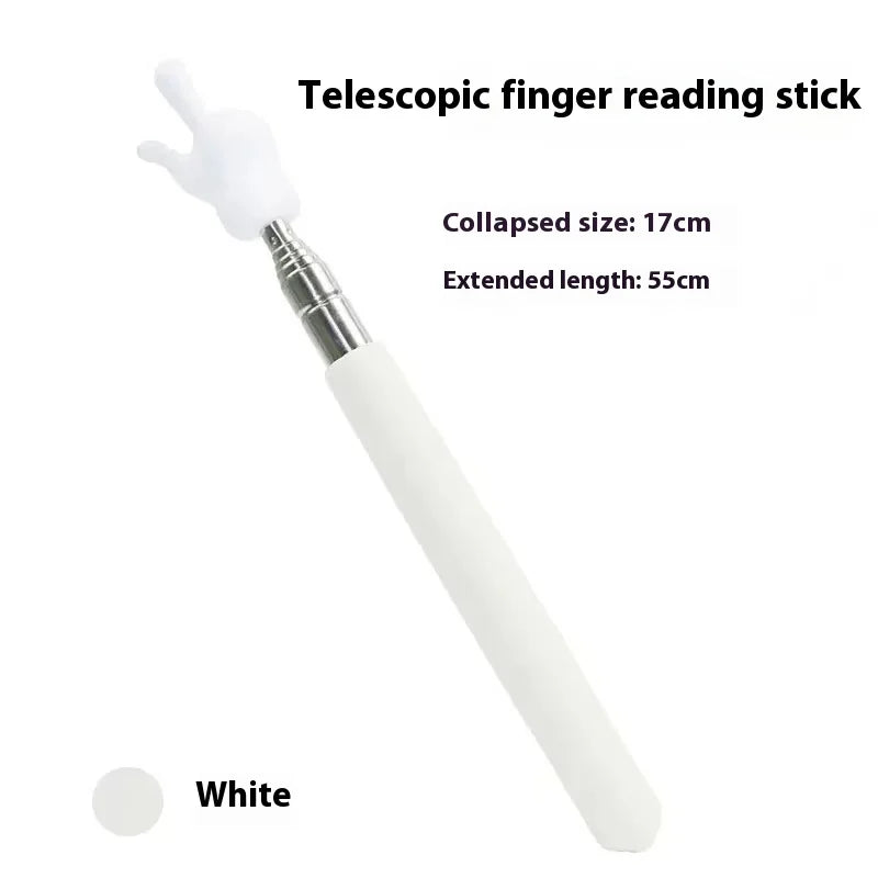 Extendable Pointer Stick Finger Design StainlessSteel Telescopic School Teaching Pointer Stick Teacher Supplies for Classroom Qme white