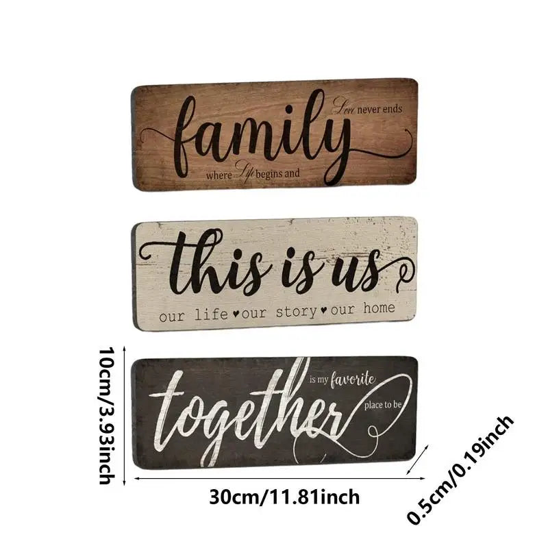Family Wooden Sign Wall Decor Art Rustic Frame Farmhouse Letter Home Qme