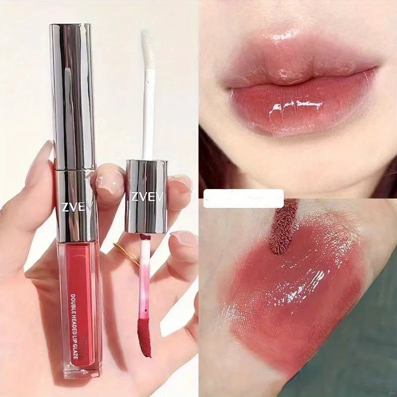 1 Double-end Matte Moisturizing Lip Oil Glaze Gloss Glass Shimmer Qme