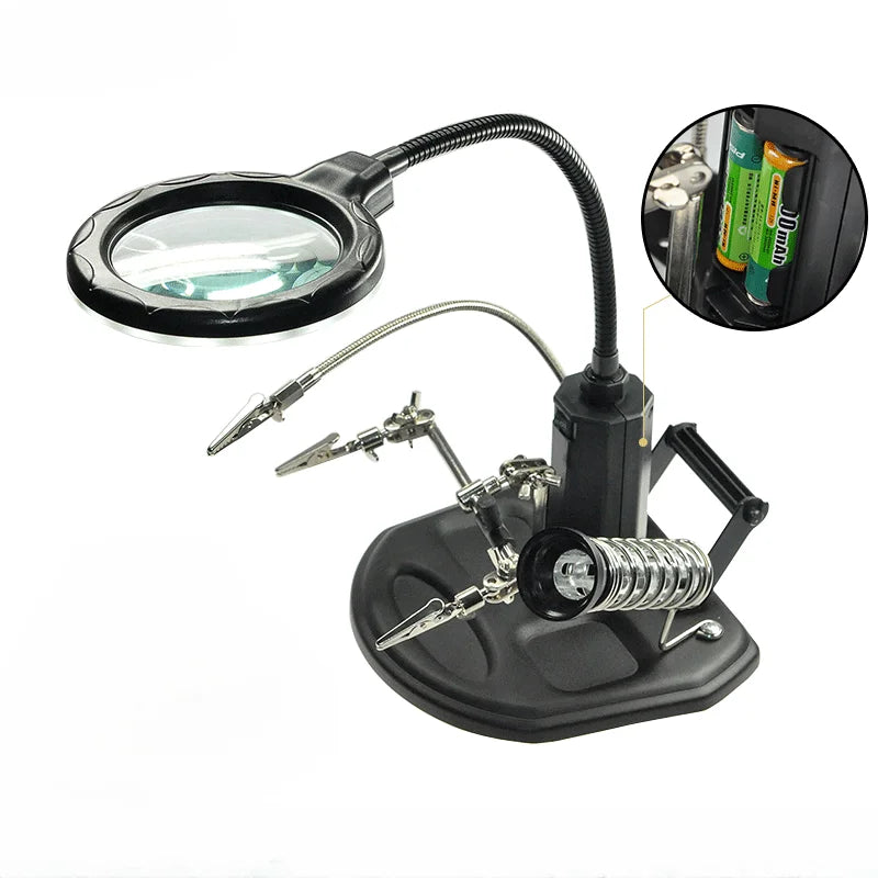 Soldering Magnifier PCB Holder Flexible Metal Arms Helping Hands Qme TE802