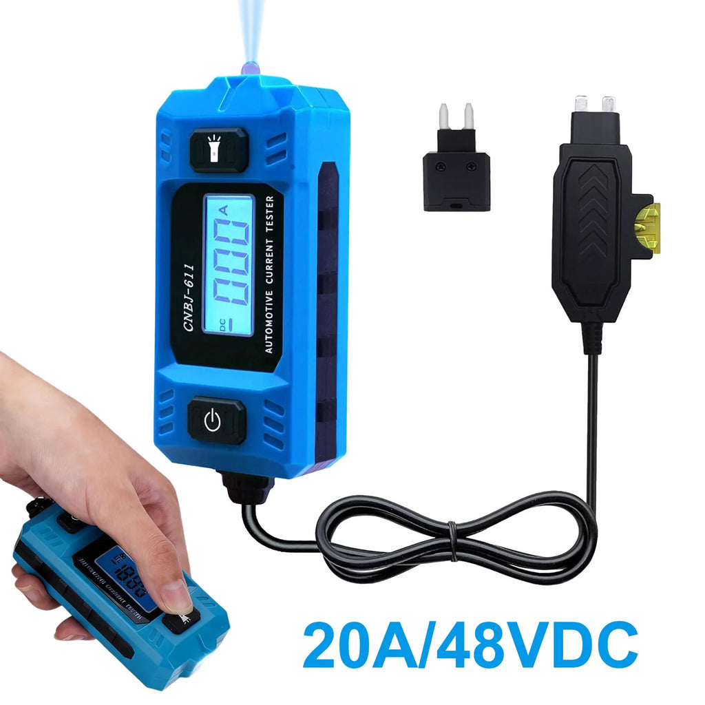 Automotive Fuse Current Tester 0.01~19.99A Car Leakage Analyzer Fault Tester Automotive Fuse Current Testing Tool LCD Display Qme