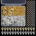 300pc Jewelry Making Connect Kit Durable Lobster Clasps & Jump Rings with Storage Box for DIY Chain Necklace Bracelet Supplies Qme Default Title
