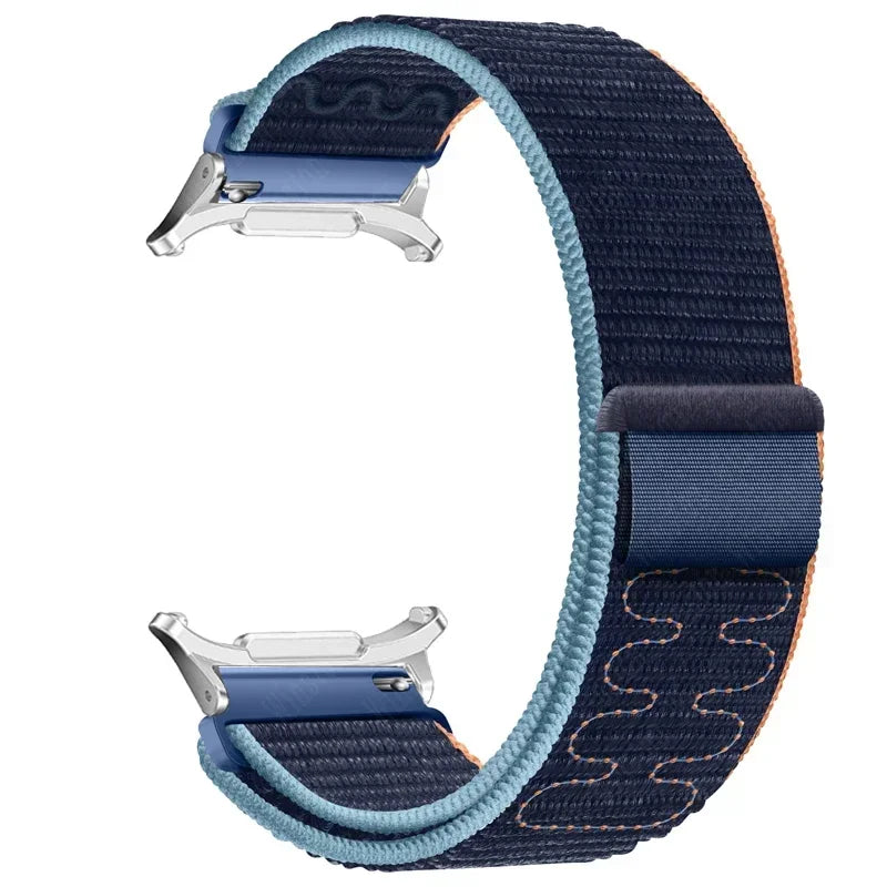 Nylon Solo Loop Strap for Samsung Galaxy Watch 7 Ultra 47mm Braided Band Bracelet for Galaxy 7 Ultra Quick Connector Watchband Qme Navy Blue-S Galaxy Watch 7 Ultra