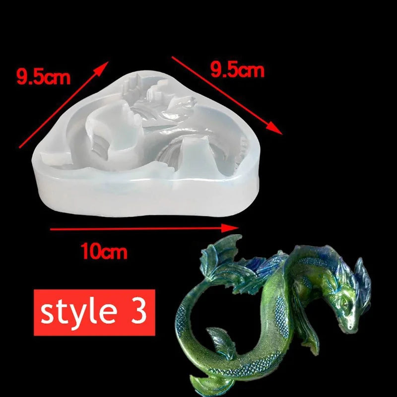 3 Styles Mirror Sleepy Dragon Dinosaur Sea Dragon Egg Silicone Mold for Resin Crafts DIY Epoxy Resin Molds Silicone Decoration Qme 03-Sea Dragon