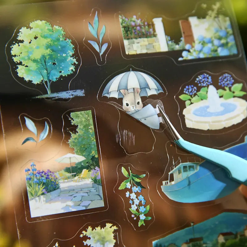 20/40pcs Beautiful scenery Die Cutting Stickers Book Creative Handbook DIY Scrapbook Diary Phone Case Cute Stationery Stickers Qme