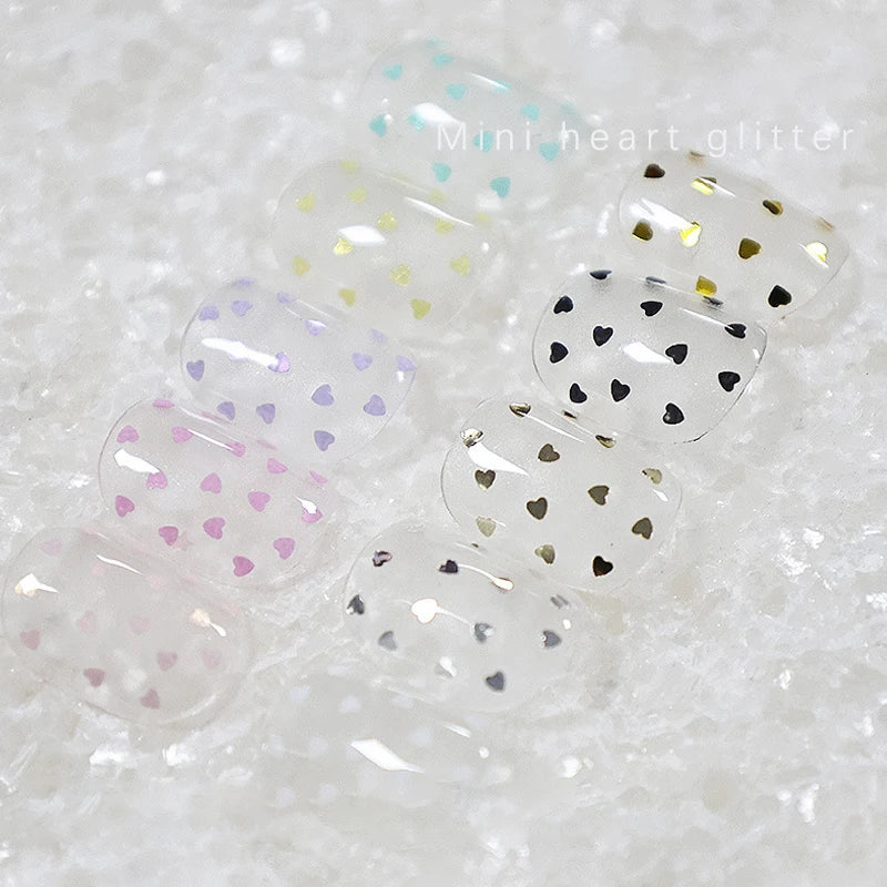 1Jar Mini Sparkling Love Nail Glitter Heart Decoration Salon Design Qme